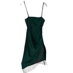 FREE SHIP Green Tassel Dress
